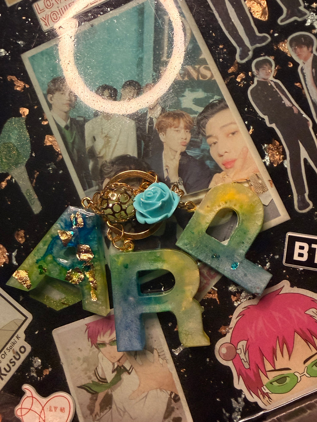 Custom Resin Initial Keychain Set