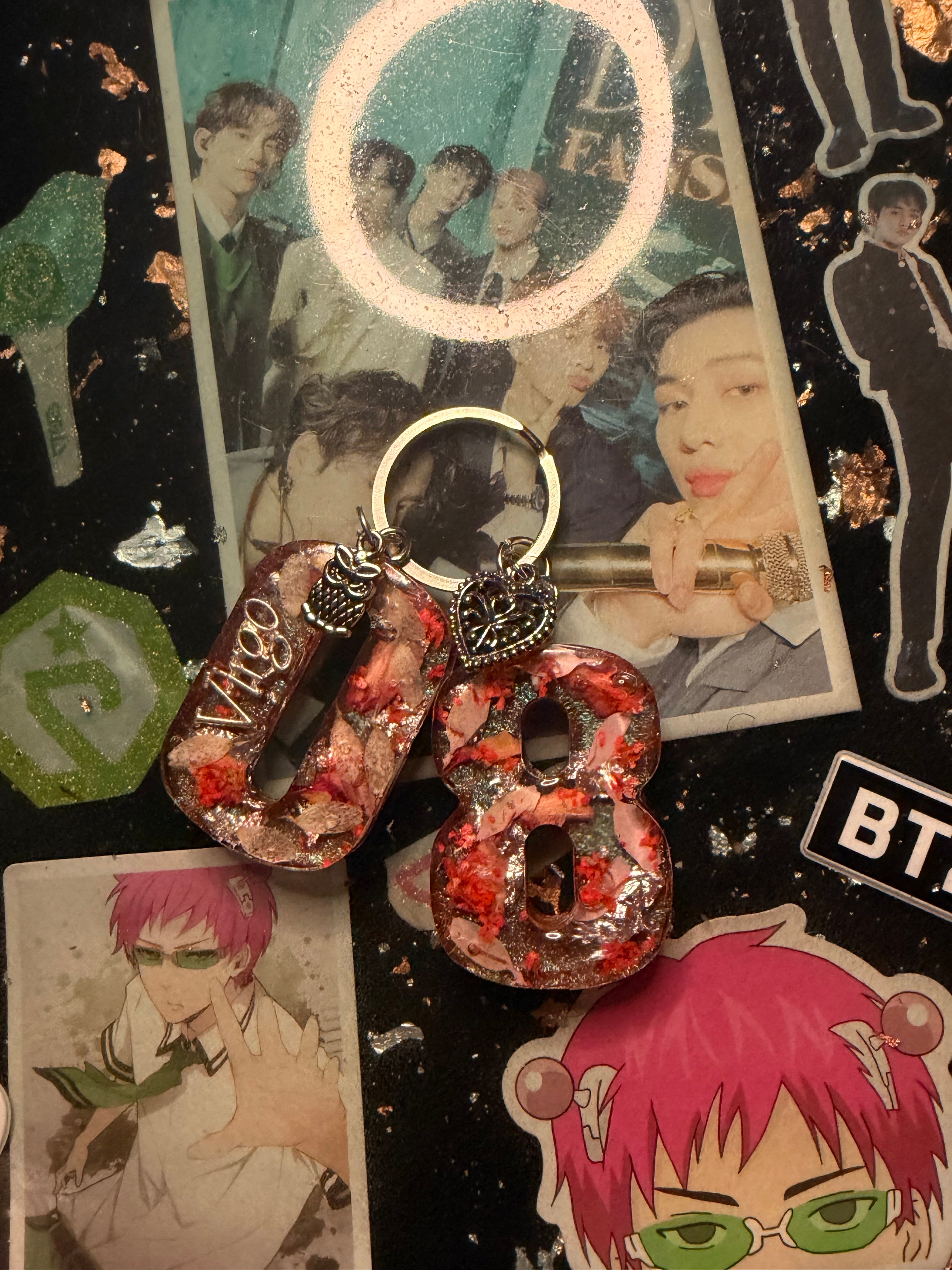 Custom Resin Number Keychain Set