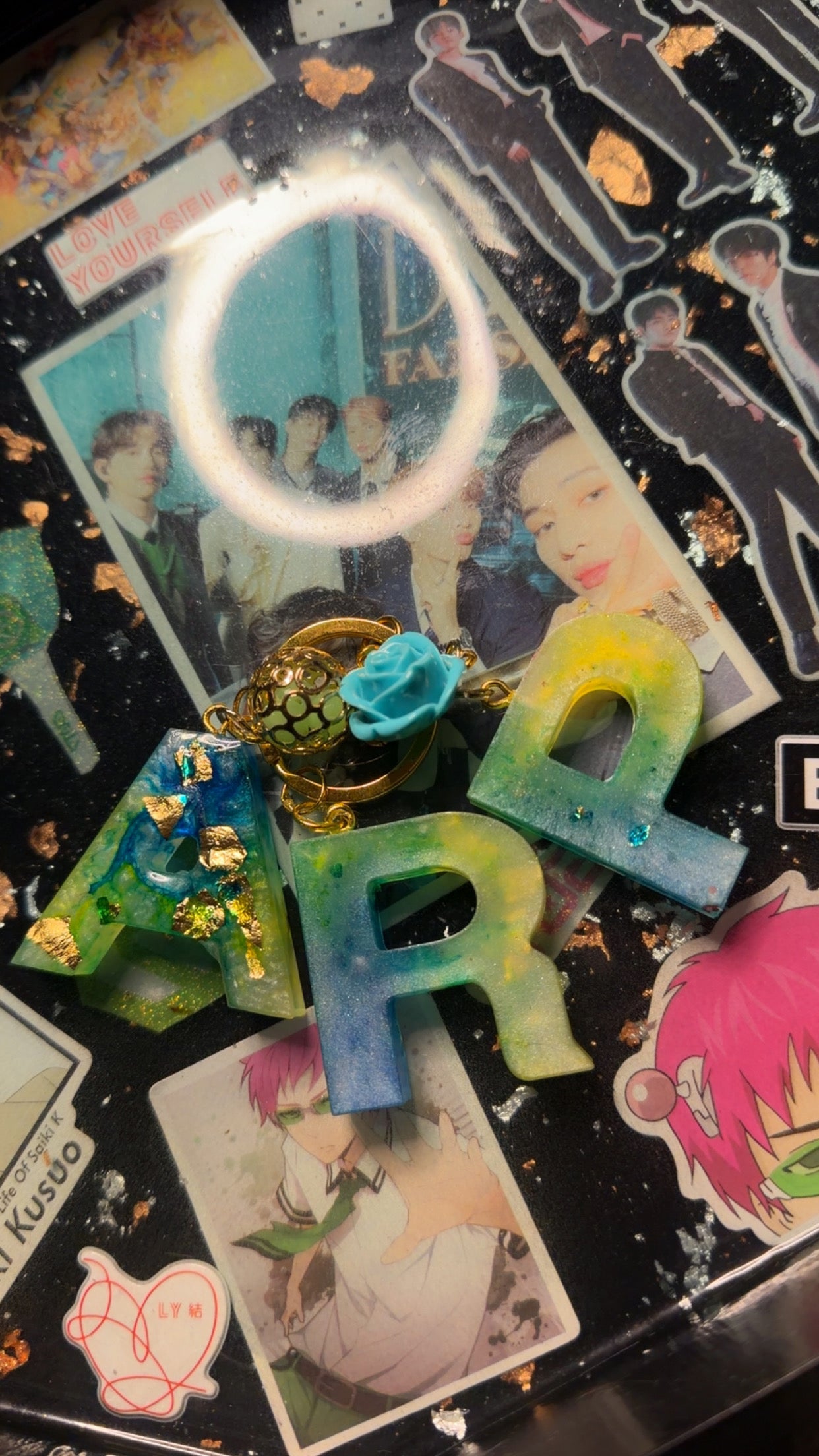 Custom Resin Initial Keychain Set